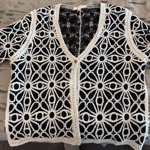 Solitaire Black and White BOHO cardigan